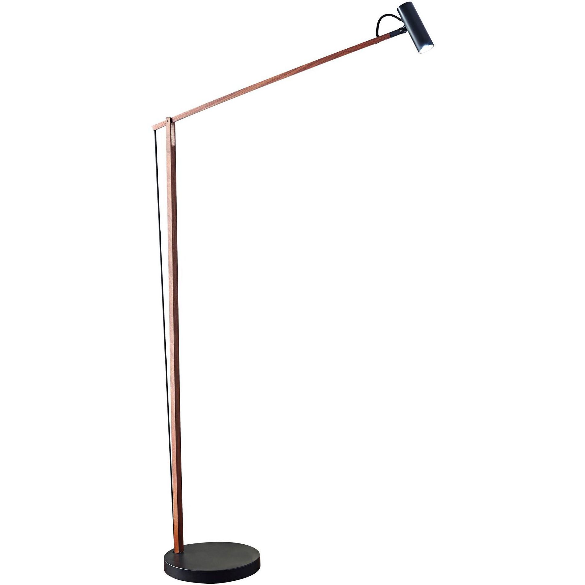 Adesso ADS360 Collection Crane Walnut Wood and Black LED Floor Lamp