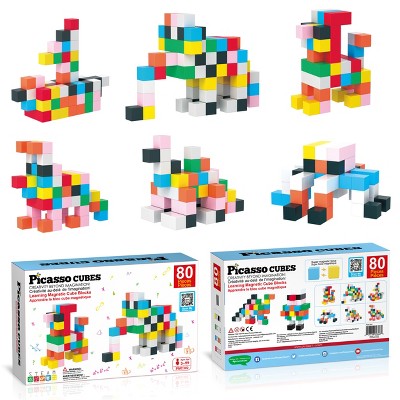 PICASSO-TILES 80 PC Magnetic Building Puzzle Cubes Set for Kids Ages 3+