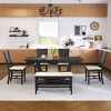 6-Piece Dining Table Set,59" Modern Rectangular Kitchen Table with Bench,Upholstered Chairs and Half Round Pedestal Base for 6-Baofuwish - 3 of 4