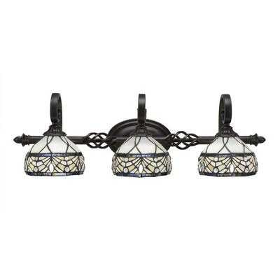 Toltec Lighting Elegante 3 - Light Vanity in  Dark Granite with 7" Royal Merlot Art Glass Shade