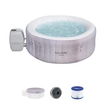 Bestway SaluSpa Fiji AirJet Inflatable Hot Tub Round Portable Outdoor Spa and EnergySense Energy Saving Cover