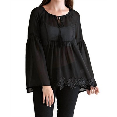 Women's Bell & Tassel Lace Tunic Top - entro