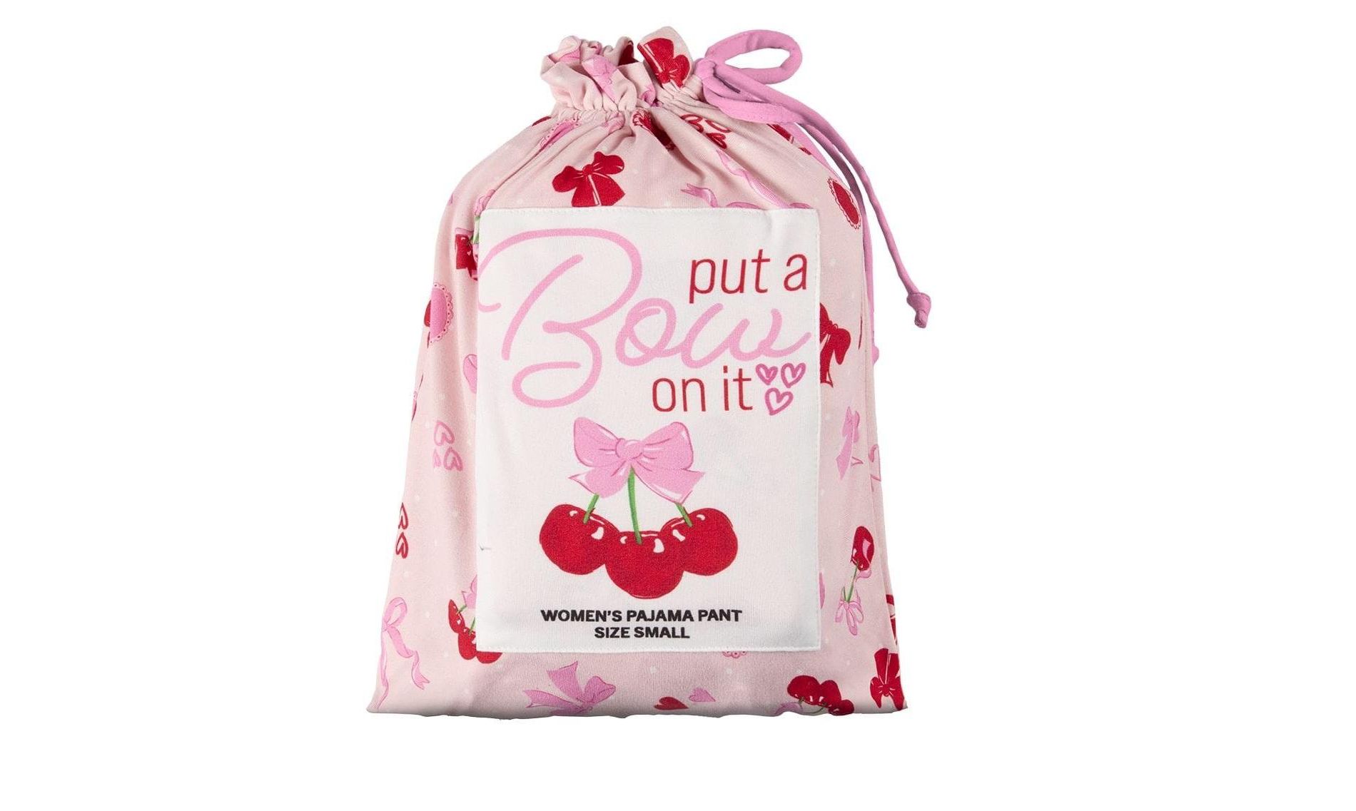 Memoi Women's "Cherry & Bows" Pull-On PJ Pant In Bag