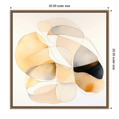 Abstract Beige and Black Organic Shapes Canvas Art, 22x22