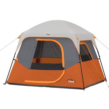 Outsunny Tente de camping familiale 4 personnes montage instantanée pop-up  4 fenêtres pare-soleil dim. 2,4L x 2,4l x 1,95H m fibre verre polyester  gris bleu