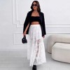 Women's Summer Casual See Through Sheer Lace Maxi Skirt Elastic Waist Ruffle A Line Flowy Long Skirt - 3 of 3