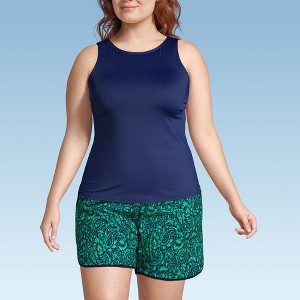 Lands' End Women's Plus Size DD-Cup Chlorine Resistant Square Neck Underwire Tankini Top Swimsuit Adjustable St - 1 of 4