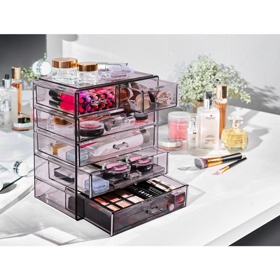Purple Clear Acrylic 7-Drawer Makeup and Jewelry Organizer
