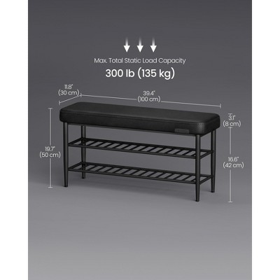 VASAGLE EKHO Collection - Shoe Bench, Storage Bench, 11.8 x 39.4 x 19.7 Inches, Shoe Rack Bench Entryway, Synthetic Leather with Stitching