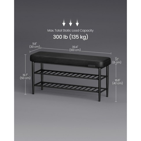 VASAGLE EKHO Collection - Shoe Bench, Storage Bench, 11.8 x 39.4 x 19.7 Inches, Shoe Rack Bench Entryway, Synthetic Leather with Stitching - image 1 of 4