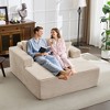 61 Inch Oversized Chaise Lounge, Extra Wide Corduroy Sofa with 4 Pillows Armrests, No Assembly Loveseat for Reading Rooms, Camel - 2 of 4