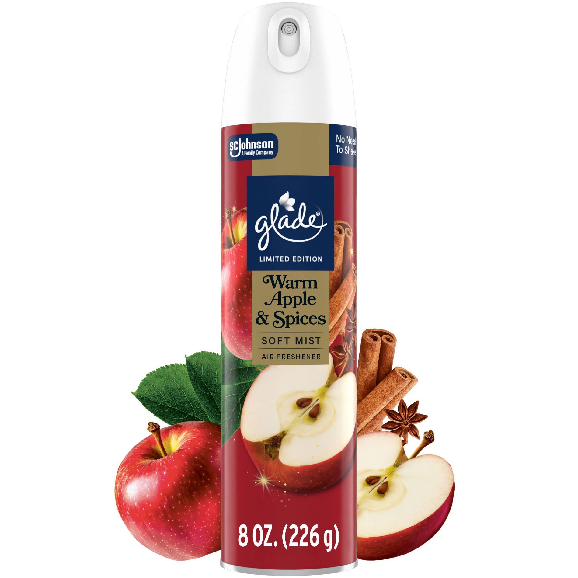 Glade Compressed Gas Air Freshener Aerosol - Warm Apple & Spices - 8oz