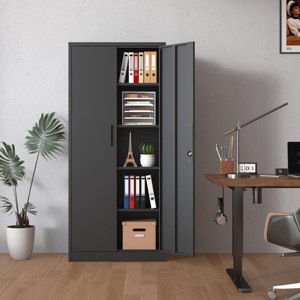 SEVOBAL Utility Storage Cabinets 72 Inch Metal Locking Garage Cabinet with 4 Adjustable Shelves and Doors, Black, 35.98"*17.99"*71.97" - 1 of 4