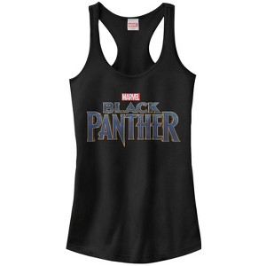 Juniors Womens Marvel Black Panther 2018 Text Logo Racerback Tank Top - 1 of 4
