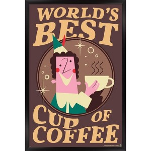 Trends International Elf - World's Best Cup Of Coffee Framed Wall Poster Prints - 1 of 4