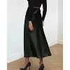 Women's 2025 Satin Midi Skirt - Elegant High Waist A-Line for Cocktail & Wedding Events Dark Army Green - 4 of 4