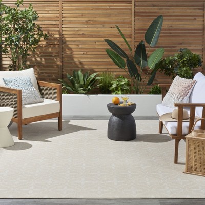 Ivory Beige Moroccan Trellis 6' x 9' Outdoor Rug