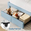 Twin Upholstered Platform Bed Frame with Bookcase Headboard, Velvet Platform Bed Mattress Foundation - 3 of 4