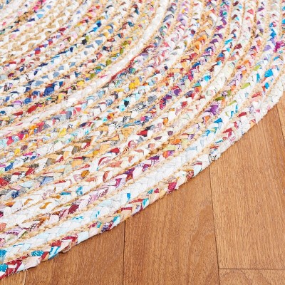 Beige & Multi 6' x 9' Oval Handmade Cotton Area Rug