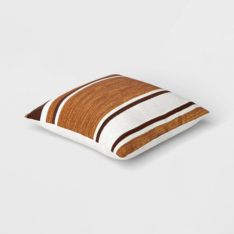 18&#34;x18&#34; Bold Stripe Square Outdoor Throw Pillow Assorted Browns - Threshold&#8482;, 4 of 6