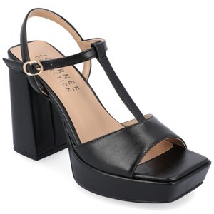 Journee Collection Womens Parson Metallic Vegan Leather Platform Sandals - 1 of 4