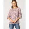 INSPIRE CHIC Women's Round Neck Ruffle 3/4 Sleeve Floral Print Chiffon Blouse - 3 of 4