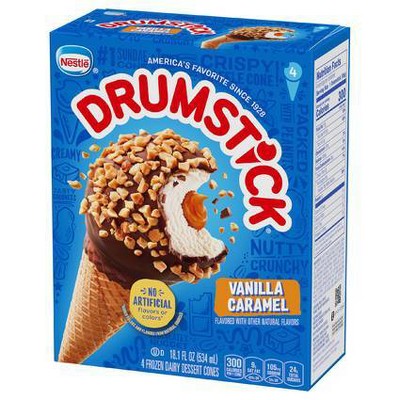Nestle Vanilla Caramel Drumstick Ice Cream Cone - 4pk