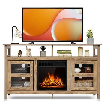 Costway 58'' Fireplace TV Stand W/18'' 1500W Electric Fireplace up to 65'' Grey