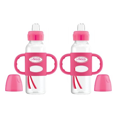 Dr. Brown's Milestones Transitional Sippy Bottle with Silicone Handles - Pink - 2pk