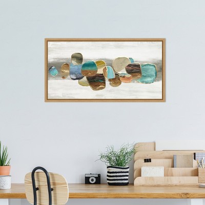Multicolored Abstract Stones Canvas Wall Art with Maple Frame