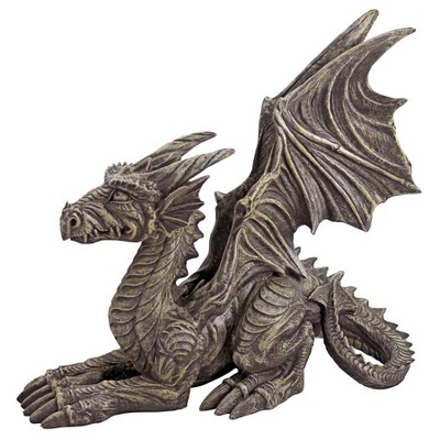 Desmond Dark Gray Resin Dragon Statue with Majestic Wings