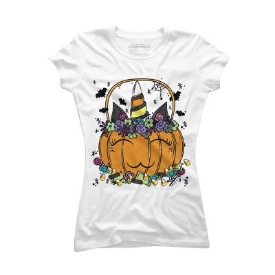 Junior's Design By Humans Halloween Unicorn By Desdymona T-Shirt