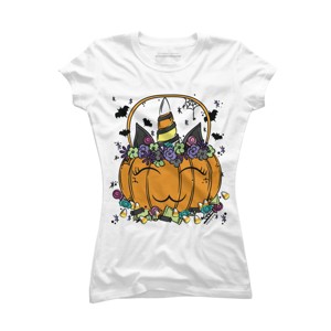 Junior's Design By Humans Halloween Unicorn By Desdymona T-Shirt - 1 of 2