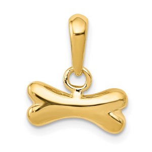 Black Bow Jewelry 14k Yellow Gold Small 3D Polished Dog Bone Pendant - 1 of 4