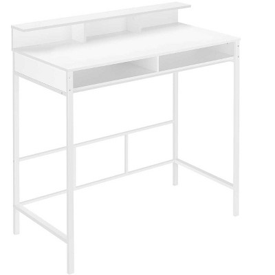 White Wood Standing Desk with Hutch and Shelves
