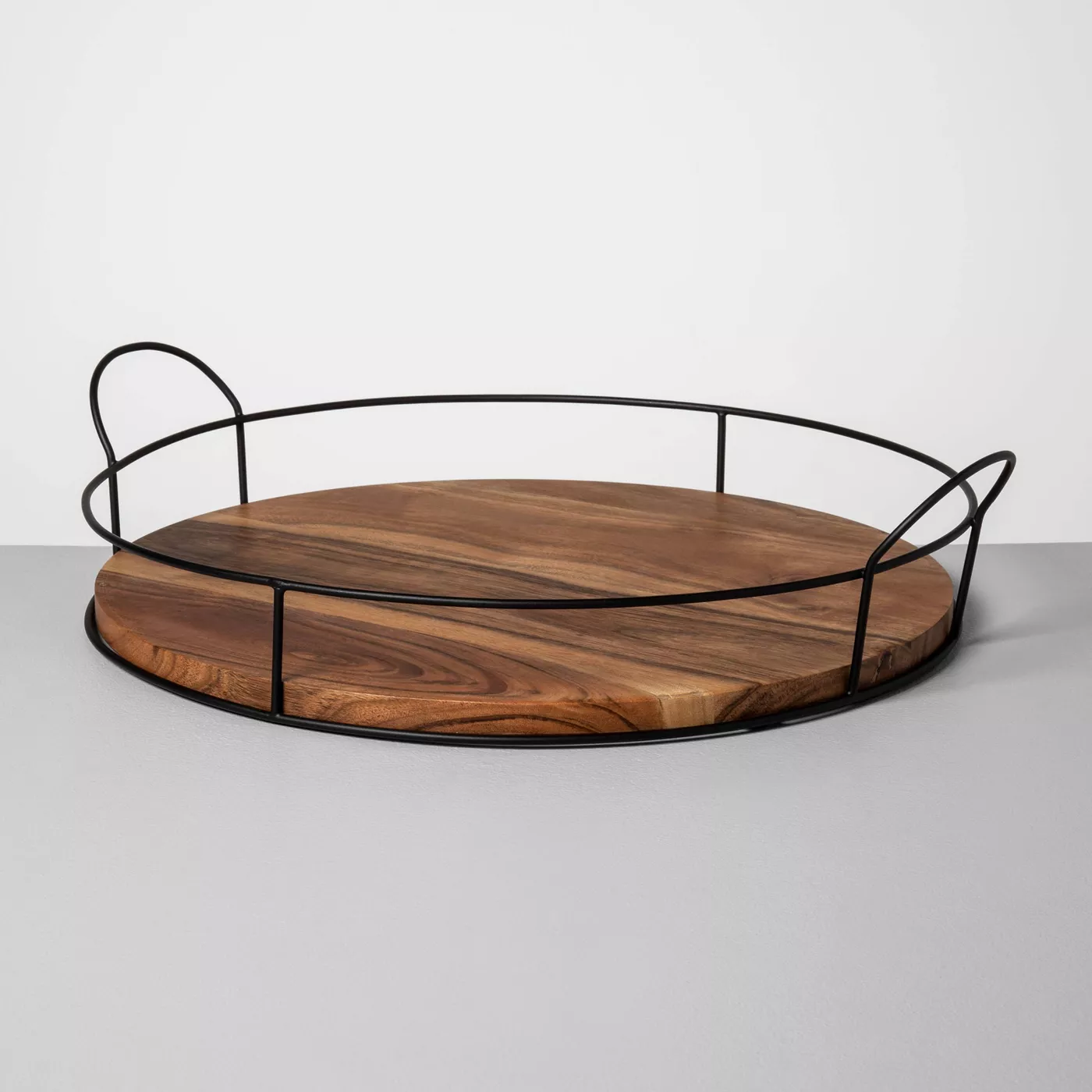 Hearth & Hand 16 Inch Wood Metal Round Tray with Magnolia