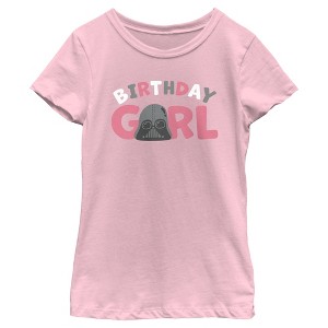 Girl's Star Wars Birthday Girl Cartoon Darth Vader T-Shirt - 1 of 4