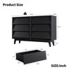 6 Drawer Dresser For Bedroom, Vintage Wide Chest Of Drawers With Bevel Design, Accent Double Dresser Storage Organizers For Living Room, Hallway - image 4 of 4