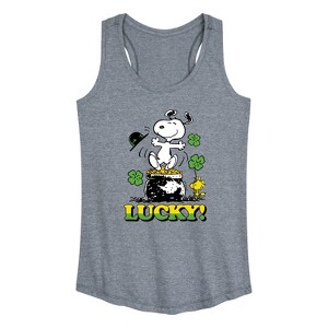 Women's - Peanuts - Lucky Graphic Racerback Tank - 1 of 4