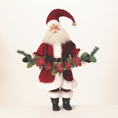 Sullivans Santa & Poinsettia Decorative Sculpture 25"H Red