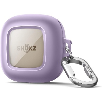 SURITCH Magnetic Locking Cases for SHOKZ OpenFit 2 Open-Ear Headphones, Shockproof Bumper Protective Covers with Carabiner & Keyring, Purple