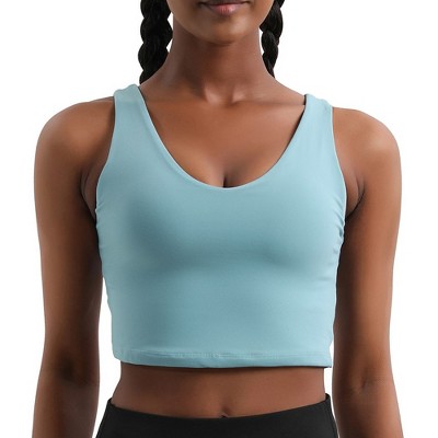 DOMETOUR Sports Bra for Women Wirefree Padded Yoga Bras Tank Tops Fitness Workout Running Top