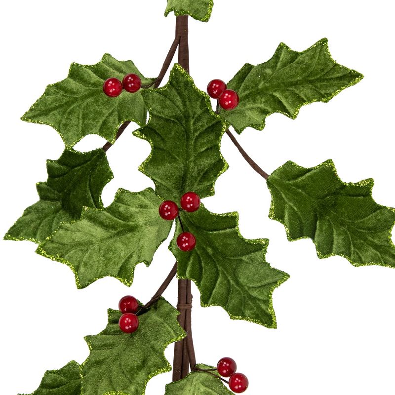 Northlight Glittered Holly with Berry Christmas Garland - 3.5' x 9" - Unlit, 5 of 7