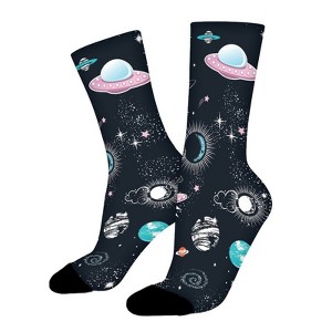 Space Galaxy Constellation Women Printed Crew Socks Funny Funky Socks Soft Polyester Novelty Gifts for Artists Men - 1 of 1