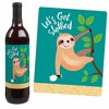 Big Dot of Happiness Let's Hang - Sloth - Baby Shower or Birthday Party Decorations for Women and Men - Wine Bottle Label Stickers - Set of 4 - 3 of 4