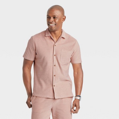 mens short sleeve pink dress shirts