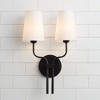 Possini Euro Design Melody Modern Wall Light Sconce Black Hardwire 13" 2-Light Fixture White Linen Shade for Bedroom Reading Living Room Hallway House - 2 of 4