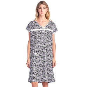 Casual Nights Women's Cotton Short Sleeve Sleep Dress, Nightshirt, Nightgown - 1 of 4