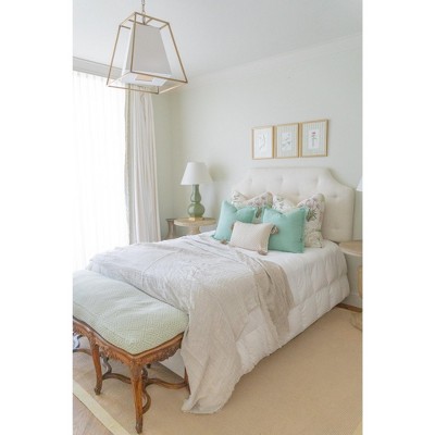 Mint Green Soft Linen Euro Pillow with Fringe