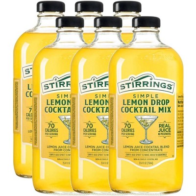 Stirrings Simple Lemon Drop Cocktail Mix 750ml Bottles - Real Juice No Preservatives - 70 Calories - Drink Mixer